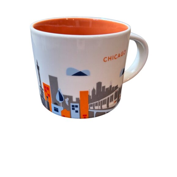 Starbucks You Are Here Collection Chicago Mug 2015 Skyline Design White & Orange - Picture 1 of 6